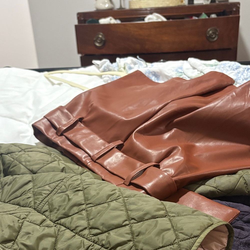 Brown Faux Leather Skirt